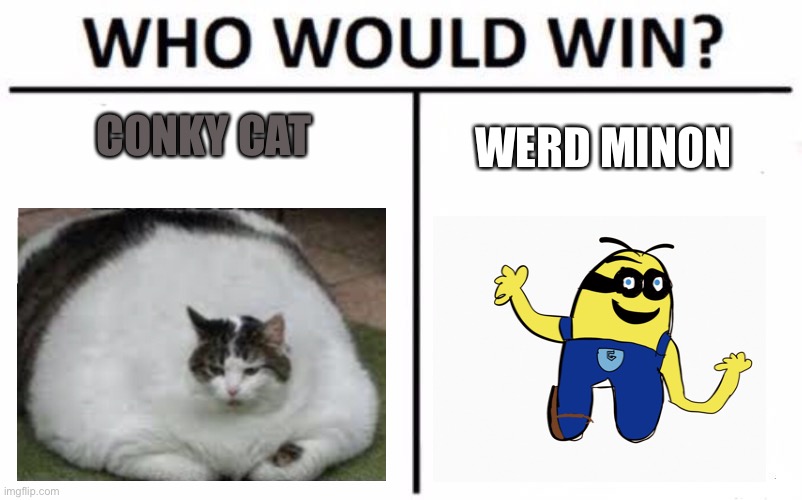 Tell me | CONKY CAT; WERD MINON | image tagged in memes,who would win | made w/ Imgflip meme maker