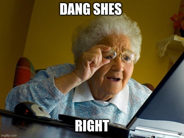 Grandma Finds The Internet Meme | DANG SHES RIGHT | image tagged in memes,grandma finds the internet | made w/ Imgflip meme maker