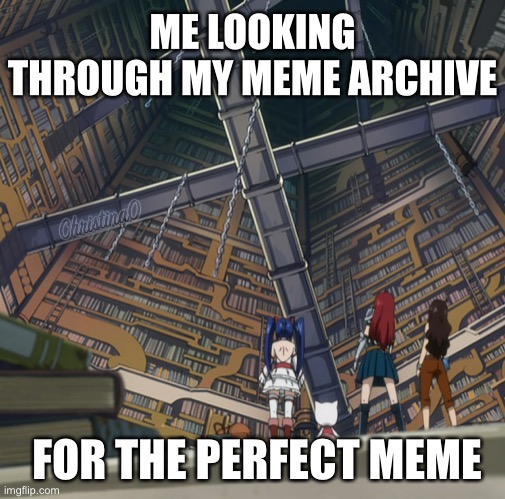 Fairy Tail Meme Archive | ME LOOKING THROUGH MY MEME ARCHIVE; FOR THE PERFECT MEME | image tagged in fairy tail meme,fairy tail,memes,anime meme,memers,animeme | made w/ Imgflip meme maker