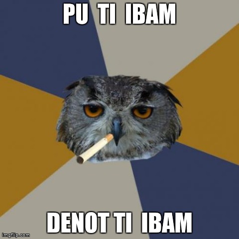 Art Student Owl Meme | PU  TI  IBAM DENOT TI  IBAM | image tagged in memes,art student owl | made w/ Imgflip meme maker