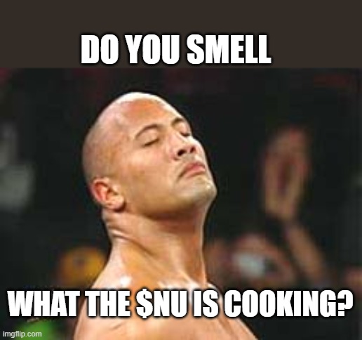 $NU @NuCypher | DO YOU SMELL; WHAT THE $NU IS COOKING? | image tagged in the rock smelling | made w/ Imgflip meme maker