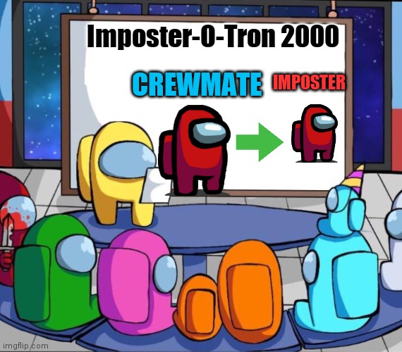 Imposter-O-Tron 2000 | Imposter-O-Tron 2000; CREWMATE; IMPOSTER | image tagged in among us presentation,among us | made w/ Imgflip meme maker