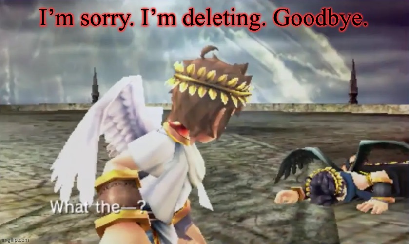 Kid Icarus | I’m sorry. I’m deleting. Goodbye. | image tagged in kid icarus | made w/ Imgflip meme maker