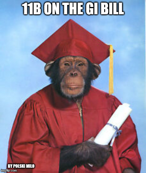 monkey | 11B ON THE GI BILL; BY POLSKI MILO | image tagged in military humor | made w/ Imgflip meme maker