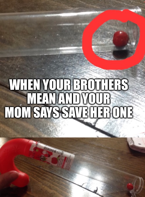 "One" | WHEN YOUR BROTHERS MEAN AND YOUR MOM SAYS SAVE HER ONE | made w/ Imgflip meme maker