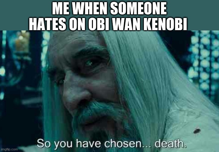 So you have chosen death | ME WHEN SOMEONE HATES ON OBI WAN KENOBI | image tagged in so you have chosen death | made w/ Imgflip meme maker