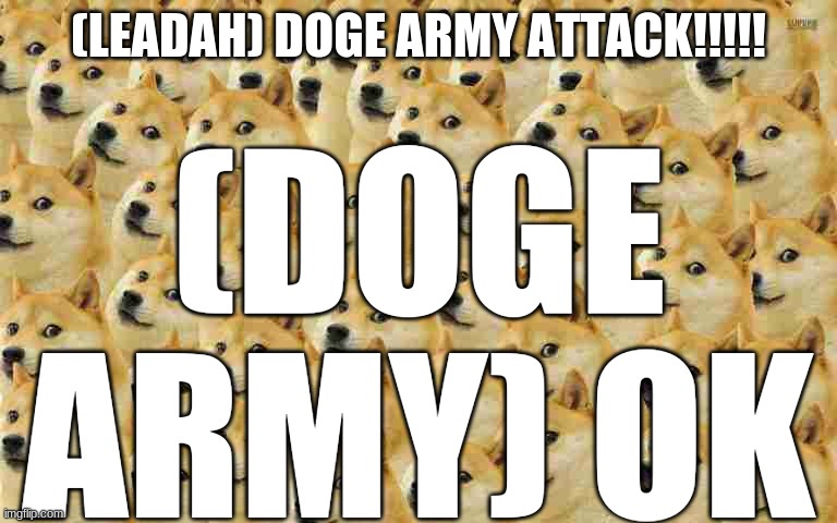 woof | (LEADAH) DOGE ARMY ATTACK!!!!! (DOGE ARMY) OK | image tagged in woof | made w/ Imgflip meme maker