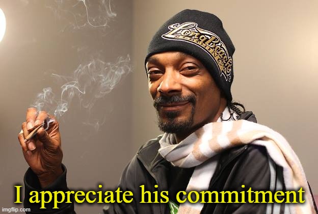 Snoop Dogg | I appreciate his commitment | image tagged in snoop dogg | made w/ Imgflip meme maker