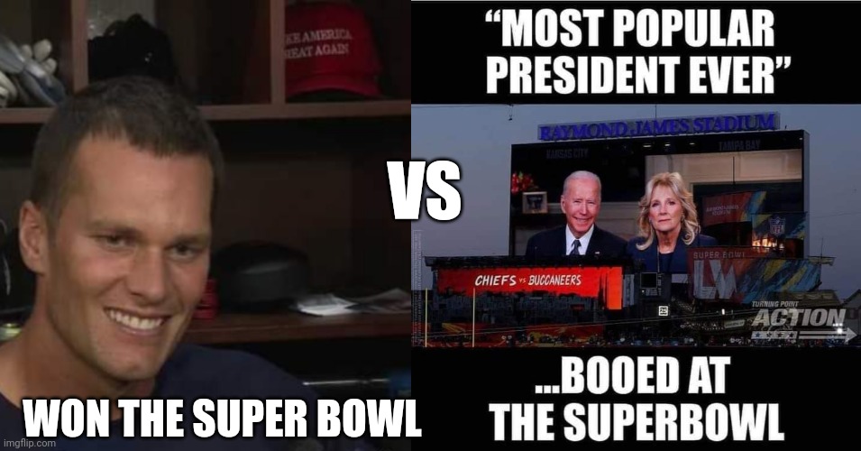 Super Bowl Best Moments | VS; WON THE SUPER BOWL | image tagged in creepy joe biden | made w/ Imgflip meme maker