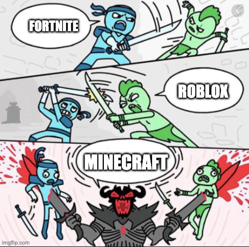 THIS IS SO TRUE | FORTNITE; ROBLOX; MINECRAFT | image tagged in memes | made w/ Imgflip meme maker