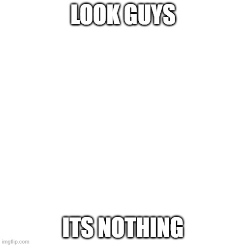 n o t h i n g | LOOK GUYS; ITS NOTHING | image tagged in memes,blank transparent square | made w/ Imgflip meme maker