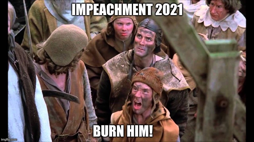 Impeach This | IMPEACHMENT 2021; BURN HIM! | image tagged in she's a witch,biden cheated,biden sucks,pelosi sucks | made w/ Imgflip meme maker