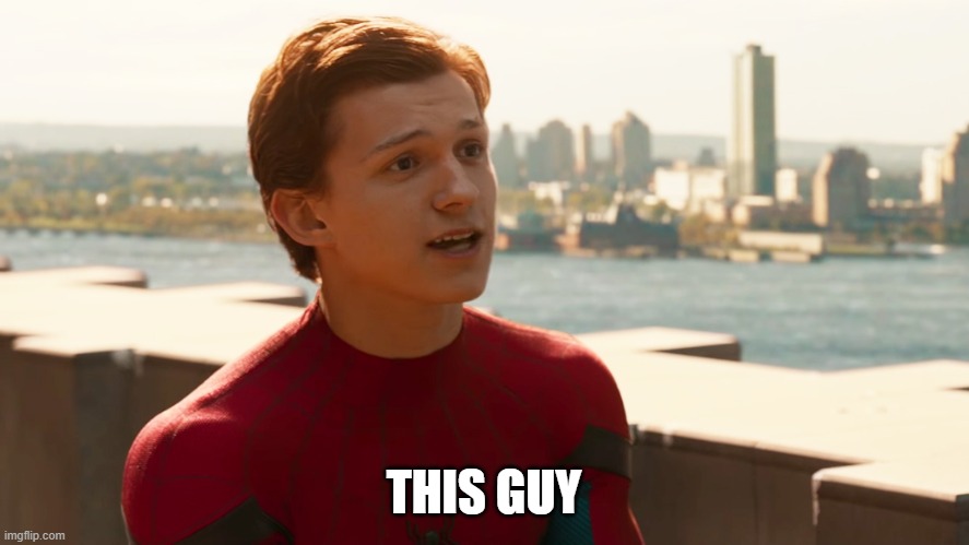 Tom Holland Spider-Man  | THIS GUY | image tagged in tom holland spider-man | made w/ Imgflip meme maker