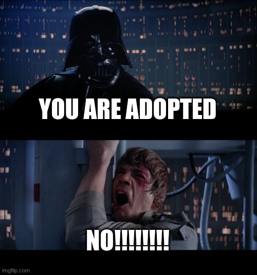 the truth | YOU ARE ADOPTED; NO!!!!!!!! | image tagged in memes,star wars no | made w/ Imgflip meme maker
