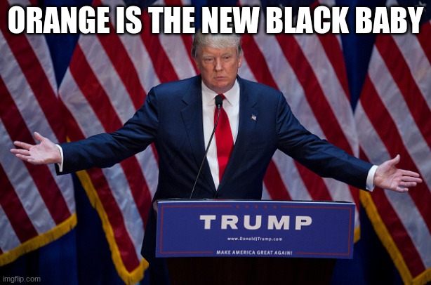 Donald secret | ORANGE IS THE NEW BLACK BABY | image tagged in donald trump | made w/ Imgflip meme maker