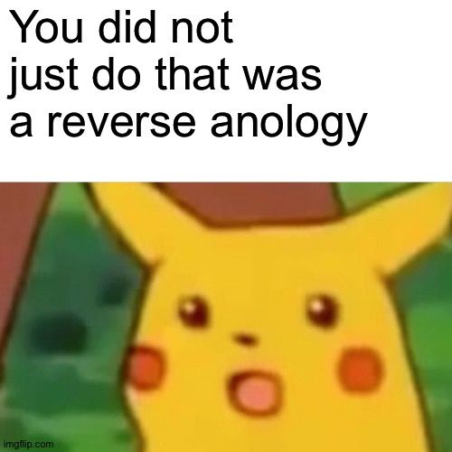 Surprised Pikachu Meme | You did not just do that was a reverse anology | image tagged in memes,surprised pikachu | made w/ Imgflip meme maker