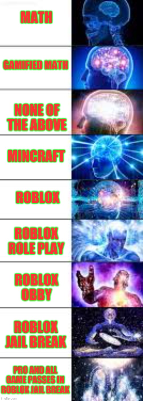 Image Tagged In Expanding Brain Imgflip - roblox jailbreak obby