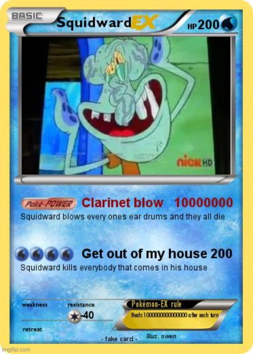 squidward card | image tagged in squidward card | made w/ Imgflip meme maker