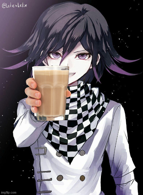 Kokichi gives you poisoned choccy milk | image tagged in danganronpa | made w/ Imgflip meme maker