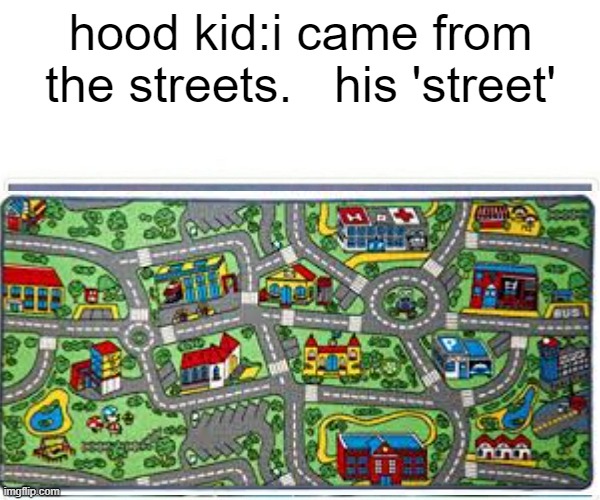  hood kid:i came from the streets.   his 'street' | image tagged in lolihatemylife | made w/ Imgflip meme maker