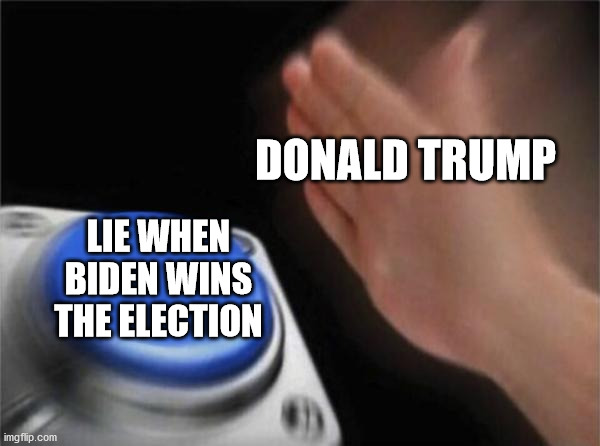 Blank Nut Button | DONALD TRUMP; LIE WHEN BIDEN WINS THE ELECTION | image tagged in memes,blank nut button | made w/ Imgflip meme maker