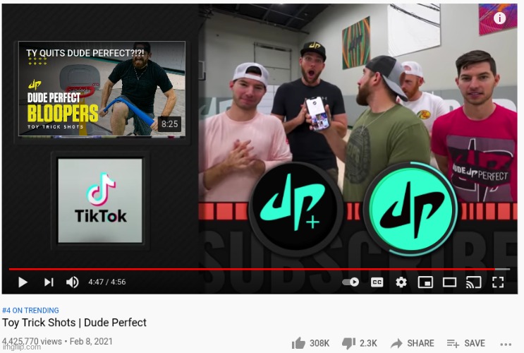Why, Dude Perfect Why? | image tagged in tiktok sucks,dudeperfect,youtube | made w/ Imgflip meme maker
