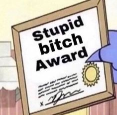 stupid bitch award Blank Meme Template