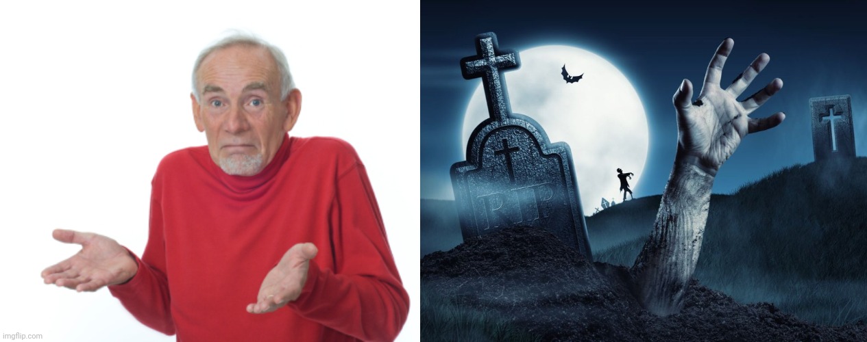 image tagged in guess i'll die,gravestone zombie arm rises from ground full moon | made w/ Imgflip meme maker