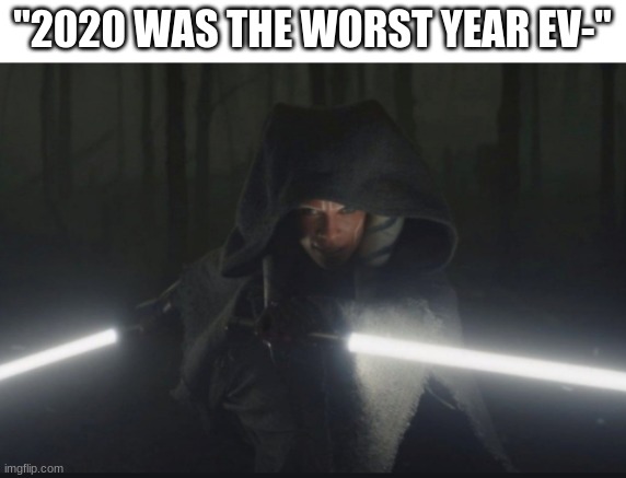 at least we got some really good tv | "2020 WAS THE WORST YEAR EV-" | image tagged in ahsoka arrives,star wars,mandalorian | made w/ Imgflip meme maker