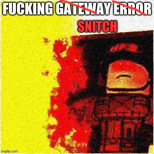 fucking gateway error | SNITCH | image tagged in fucking gateway error | made w/ Imgflip meme maker