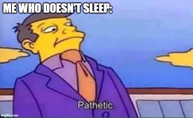 skinner pathetic | ME WHO DOESN'T SLEEP: | image tagged in skinner pathetic | made w/ Imgflip meme maker