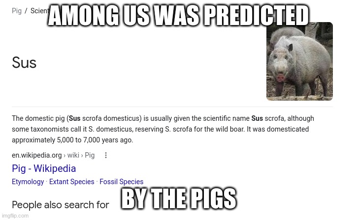 Among us was predicted by the pigs. | AMONG US WAS PREDICTED; BY THE PIGS | image tagged in among us,pig | made w/ Imgflip meme maker