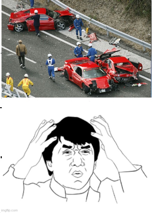 damn | image tagged in ferrari accident | made w/ Imgflip meme maker