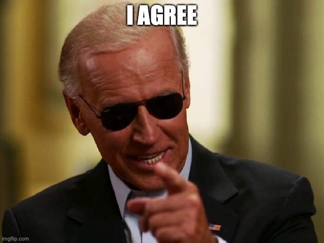 Cool Joe Biden | I AGREE | image tagged in cool joe biden | made w/ Imgflip meme maker