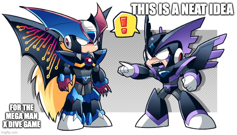 Absoulte Zero and Super Bass | THIS IS A NEAT IDEA; FOR THE MEGA MAN X DIVE GAME | image tagged in megaman,megaman zero,bass,memes | made w/ Imgflip meme maker