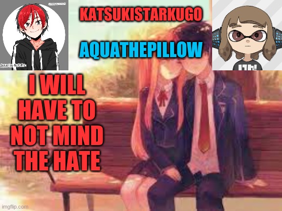 KatsukiStarkugoXAquathepillow | I WILL HAVE TO NOT MIND THE HATE | image tagged in katsukistarkugoxaquathepillow | made w/ Imgflip meme maker
