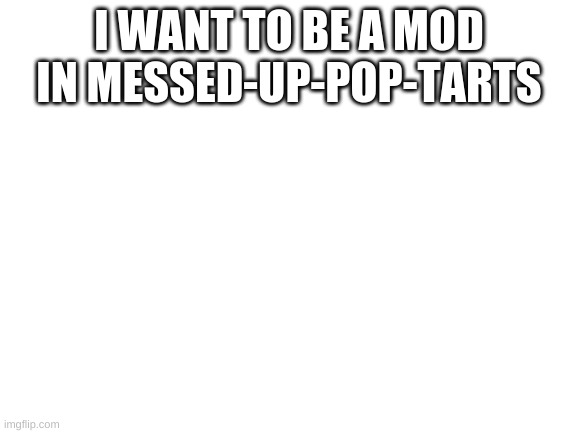 Blank White Template |  I WANT TO BE A MOD IN MESSED-UP-POP-TARTS | image tagged in blank white template | made w/ Imgflip meme maker