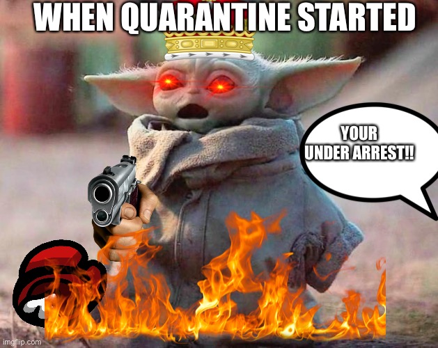When quarantine started | WHEN QUARANTINE STARTED; YOUR UNDER ARREST!! | image tagged in funny | made w/ Imgflip meme maker
