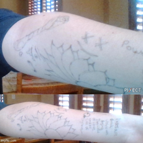 I drew on my arm :D | made w/ Imgflip meme maker