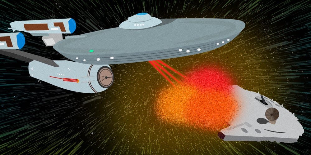 Enterprise destroys Millennium Falcon Blank Meme Template