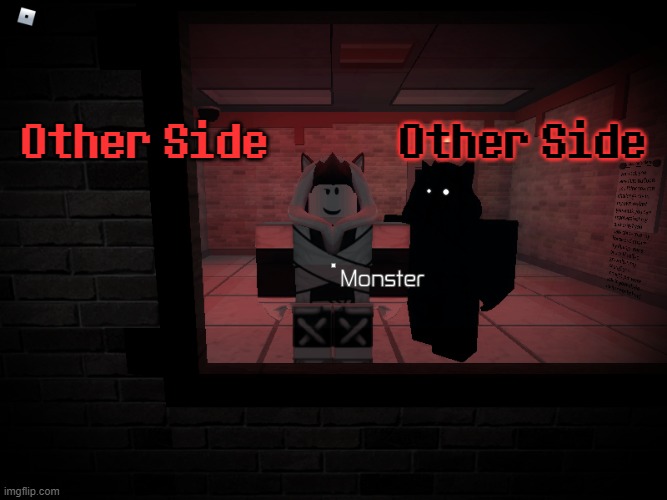 This is my OC in the Roblox game "The Mirror" and I hope you guys like it! | Other Side; Other Side | image tagged in oc,the other side | made w/ Imgflip meme maker