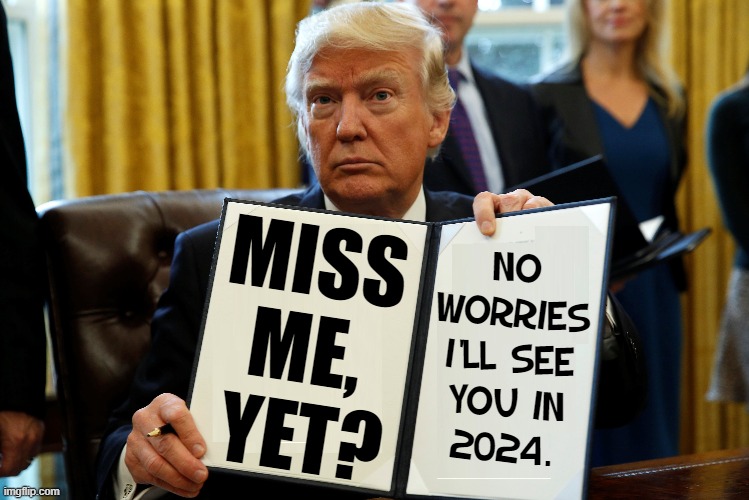 The scum are sick. they'll be impeaching me 'til I'm reelected | NO WORRIES 
I'LL SEE
YOU IN
2024. MISS ME,  YET? | image tagged in vince vance,president trump,trump,2024,memes,trump impeachment | made w/ Imgflip meme maker