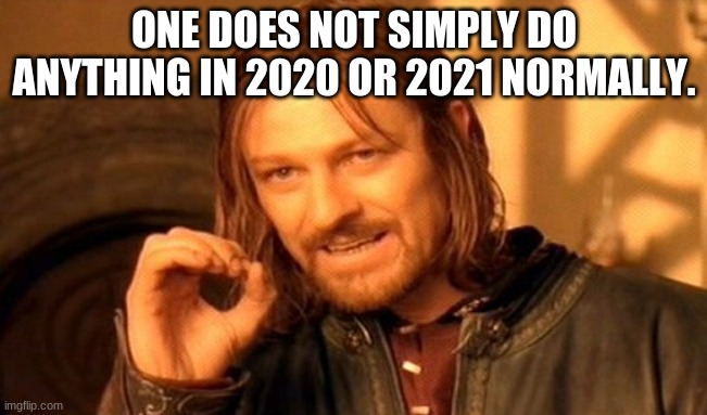 One Does Not Simply | ONE DOES NOT SIMPLY DO ANYTHING IN 2020 OR 2021 NORMALLY. | image tagged in memes,one does not simply | made w/ Imgflip meme maker