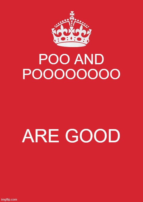 Keep Calm And Carry On Red Meme | POO AND POOOOOOOO; ARE GOOD | image tagged in memes,keep calm and carry on red | made w/ Imgflip meme maker