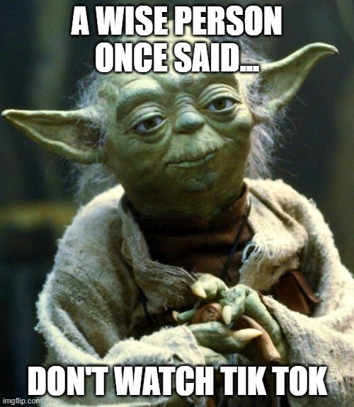 Star Wars Yoda | A WISE PERSON ONCE SAID... DON'T WATCH TIK TOK | image tagged in memes,star wars yoda | made w/ Imgflip meme maker