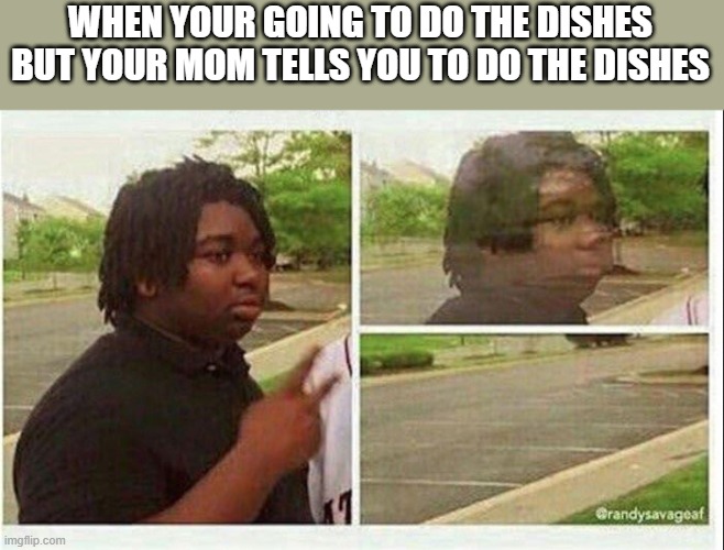 Black guy disappearing | WHEN YOUR GOING TO DO THE DISHES
BUT YOUR MOM TELLS YOU TO DO THE DISHES | image tagged in black guy disappearing | made w/ Imgflip meme maker
