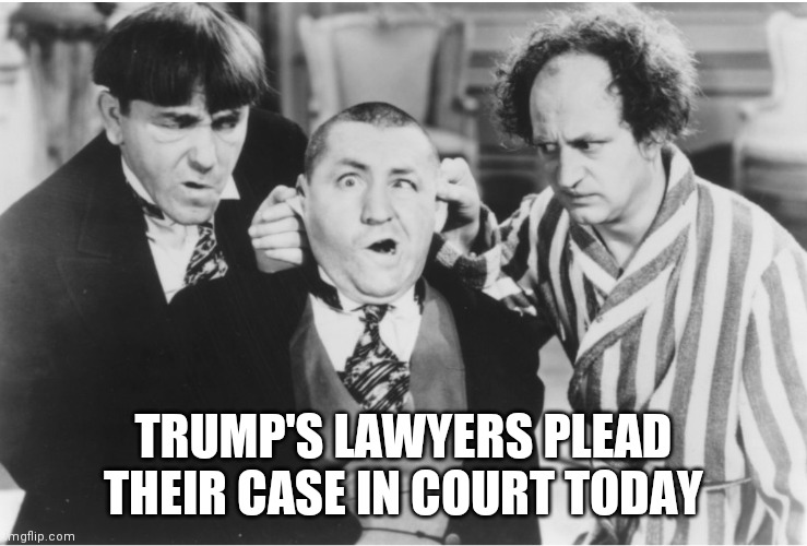 Trump's Lawyers Plead Their Case | TRUMP'S LAWYERS PLEAD THEIR CASE IN COURT TODAY | image tagged in trump,three stooges,impeachment | made w/ Imgflip meme maker