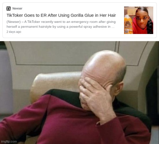 thats what you get for being a TikToker lol (she deserved it) | image tagged in memes,captain picard facepalm,tiktok sucks,funny | made w/ Imgflip meme maker