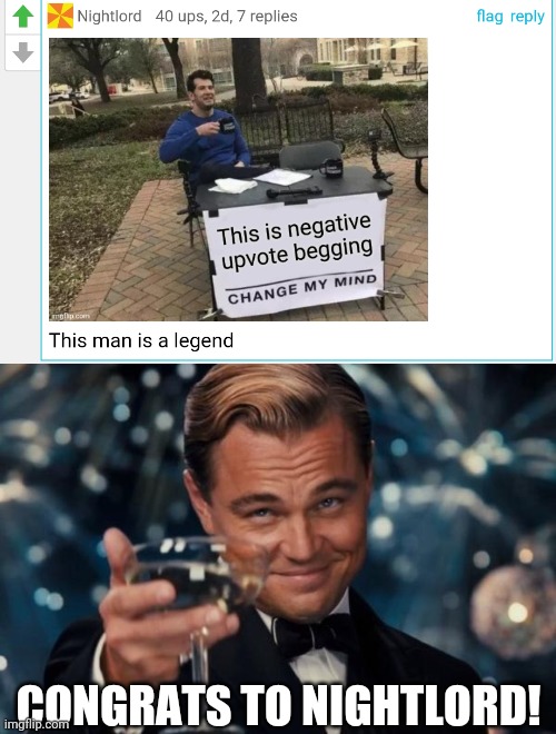 Amazing! | CONGRATS TO NIGHTLORD! | image tagged in memes,leonardo dicaprio cheers | made w/ Imgflip meme maker