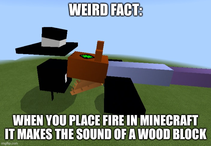Mr dusk and geaster kiss | WEIRD FACT:; WHEN YOU PLACE FIRE IN MINECRAFT IT MAKES THE SOUND OF A WOOD BLOCK | image tagged in mr dusk and geaster kiss,what how | made w/ Imgflip meme maker